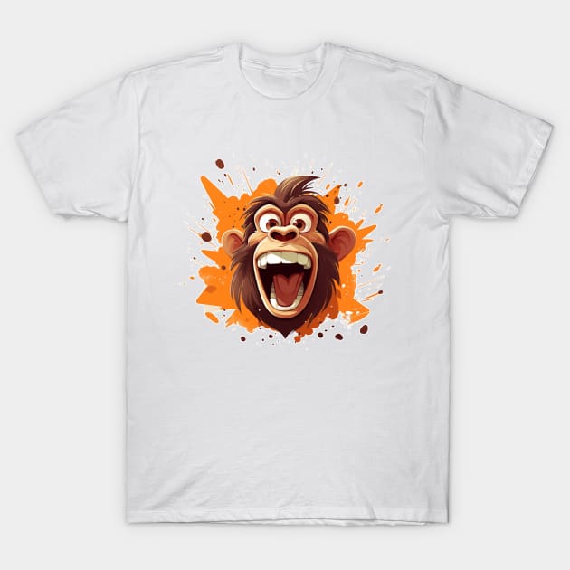crazy cartoon screaming monkey T-Shirt by MK3